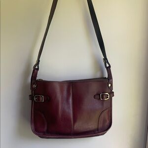 Vintage Burgundy Leather Shoulder Bag